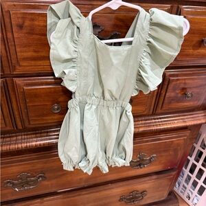 Mint Green Ruffled Romper tie back 2T